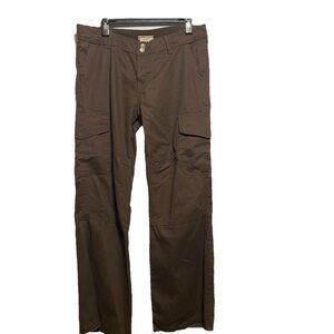 Wide Leg Pants Womens M Brown Cargo Y2k Wide Leg Raw Hem Utility Pocket USA